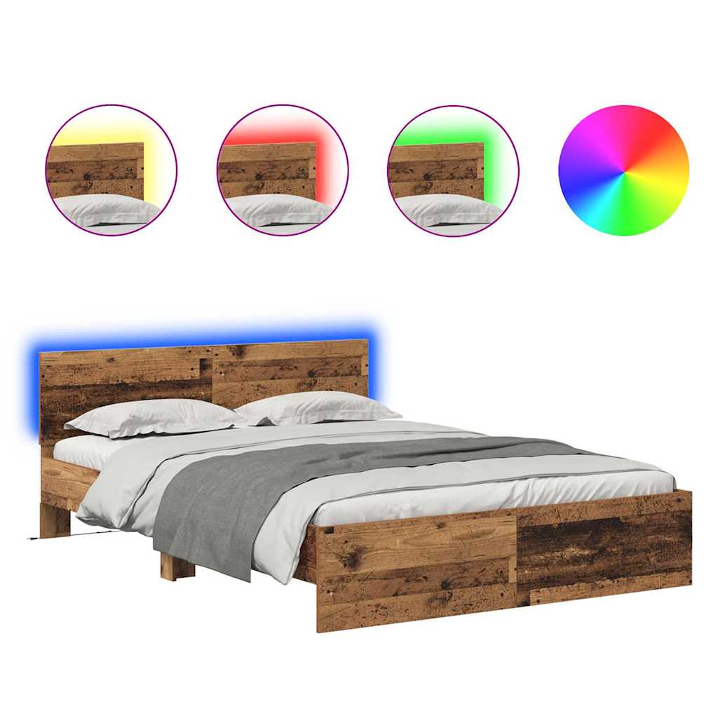 Bed Frame with Headboard Old Wood 140 x 200 cm Engineered Wood