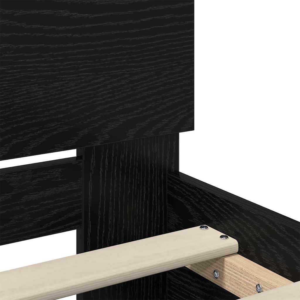 Bed Frame with Headboard Black Oak 140 x 200 cm Engineered Wood