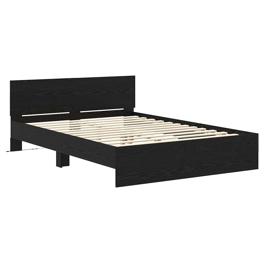 Bed Frame with Headboard Black Oak 140 x 200 cm Engineered Wood