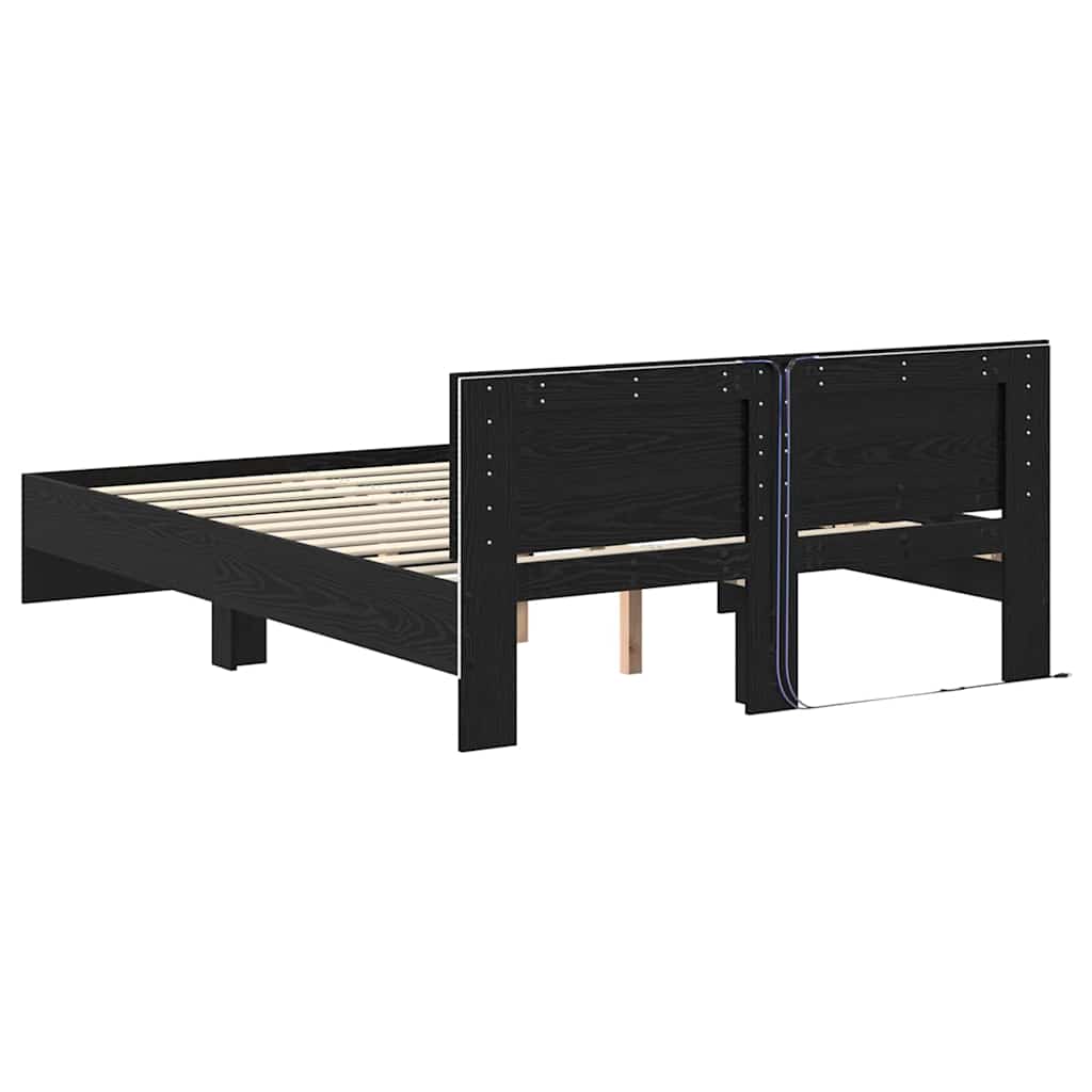 Bed Frame with Headboard Black Oak 140 x 200 cm Engineered Wood