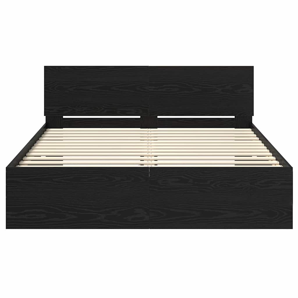 Bed Frame with Headboard Black Oak 140 x 200 cm Engineered Wood