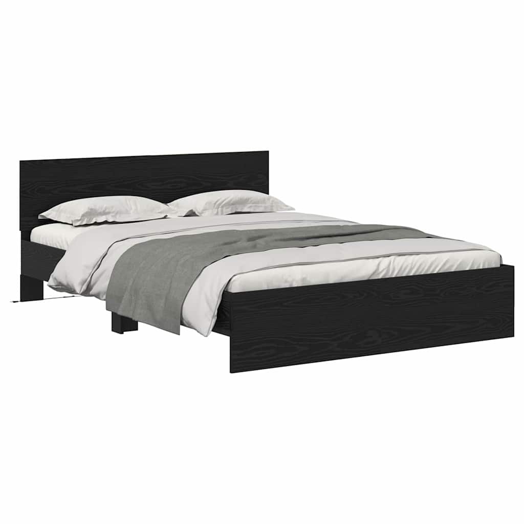 Bed Frame with Headboard Black Oak 140 x 200 cm Engineered Wood