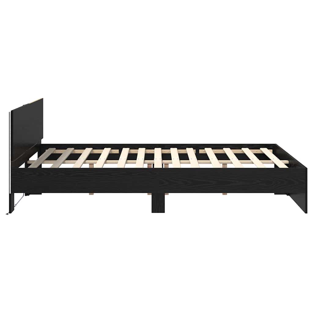 Bed Frame with Headboard Black Oak 140 x 200 cm Engineered Wood