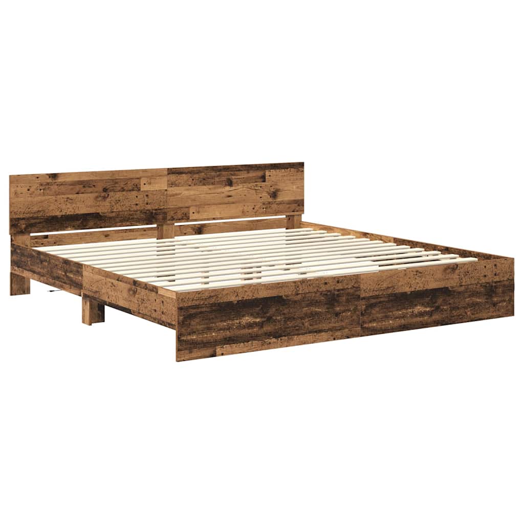 Bed Frame with Headboard Old Wood 200 x 200 cm Engineered Wood