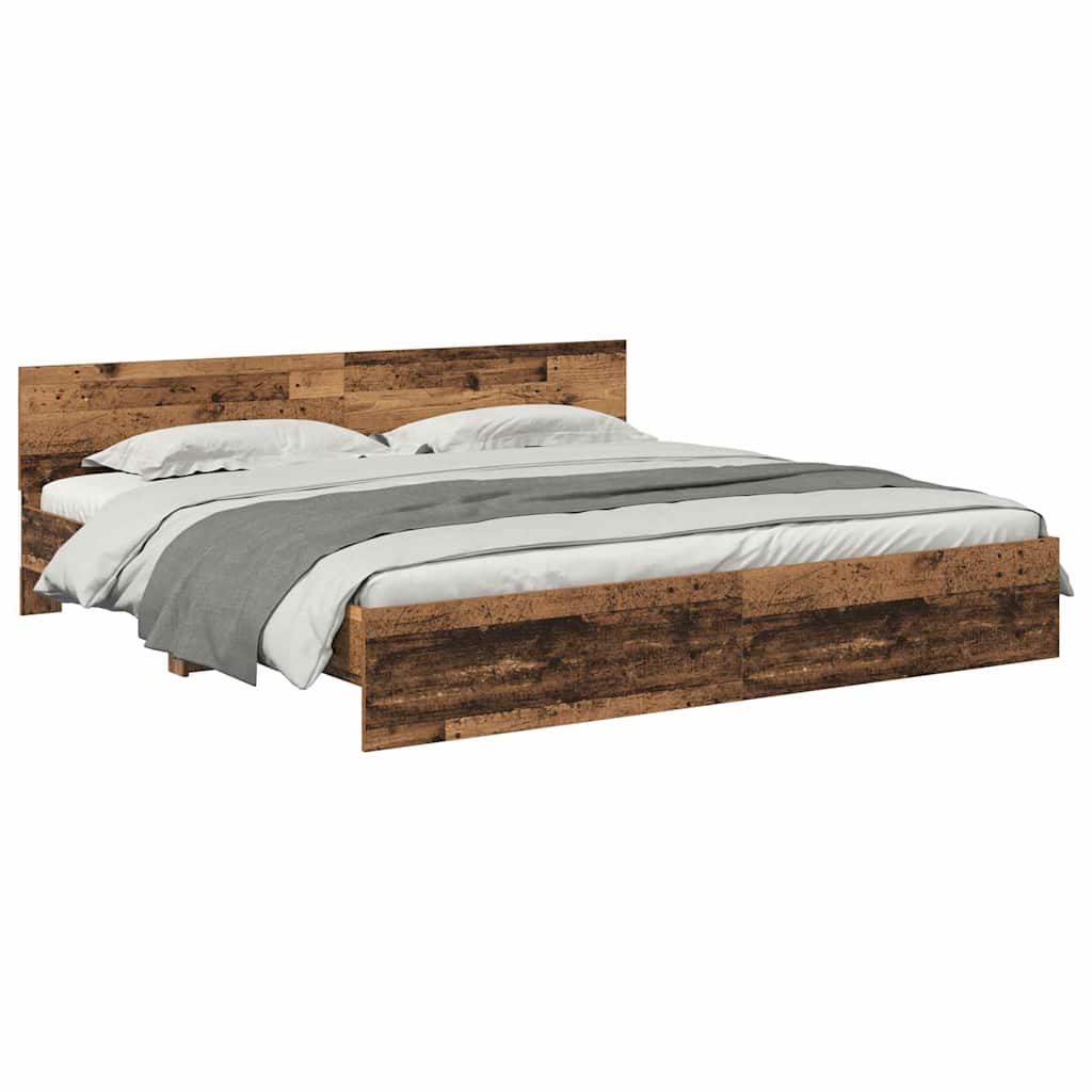 Bed Frame with Headboard Old Wood 200 x 200 cm Engineered Wood
