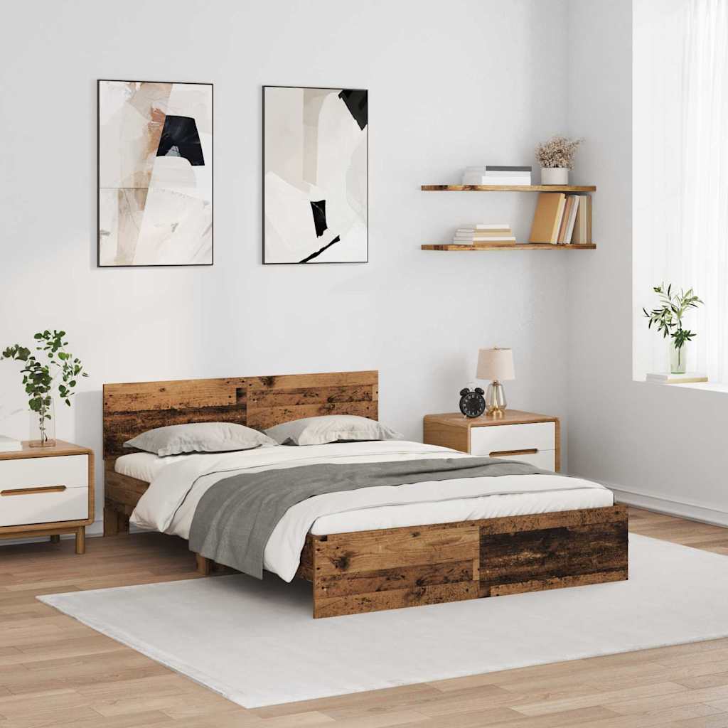Bed Frame with Headboard Old Wood 160 x 200 cm Engineered Wood