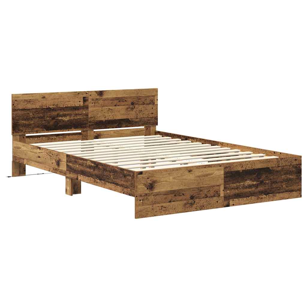 Bed Frame with Headboard Old Wood 160 x 200 cm Engineered Wood