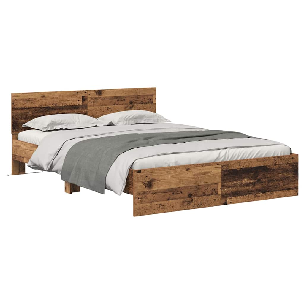 Bed Frame with Headboard Old Wood 160 x 200 cm Engineered Wood