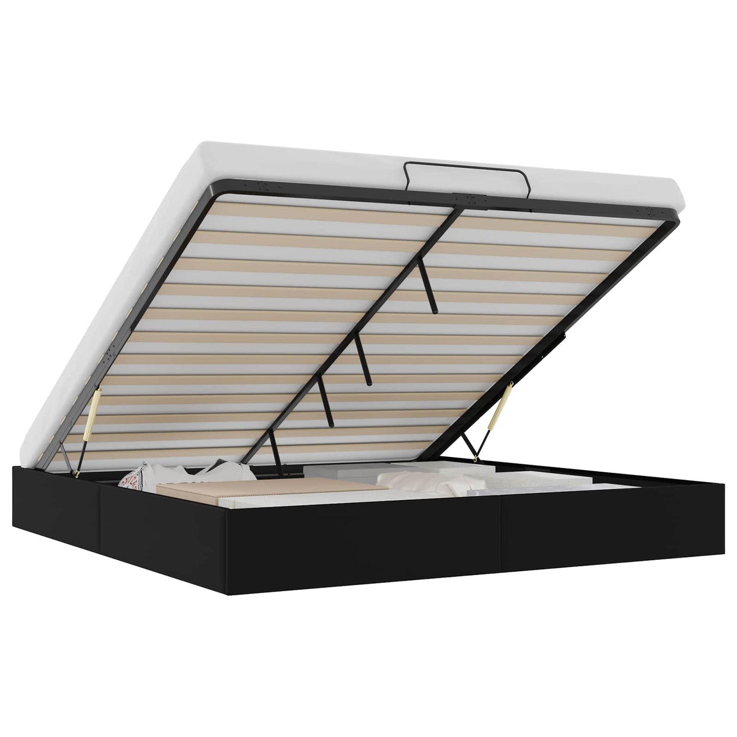 Ottoman Bed Frame Black King Size Faux Leather