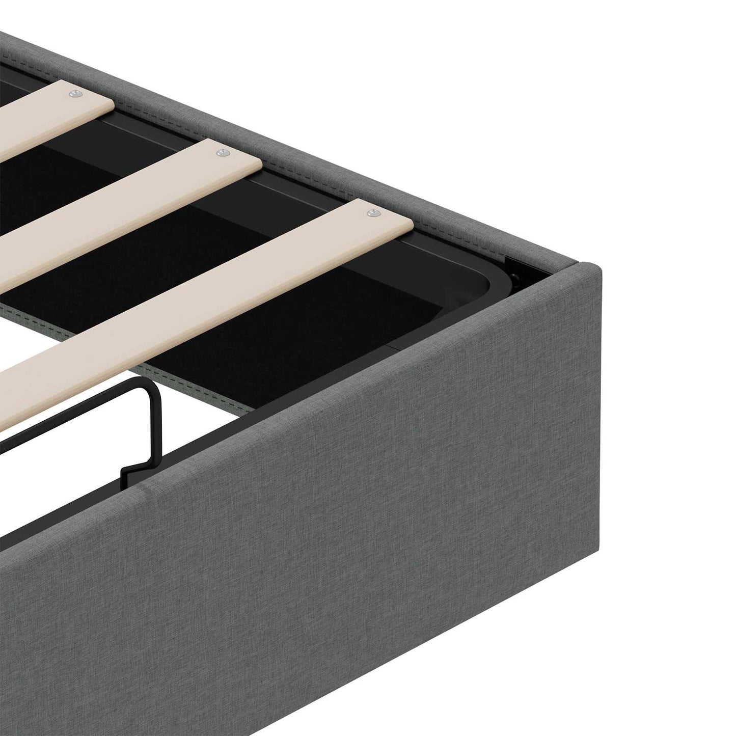 Ottoman Bed Frame Dark Grey Queen Size Fabric