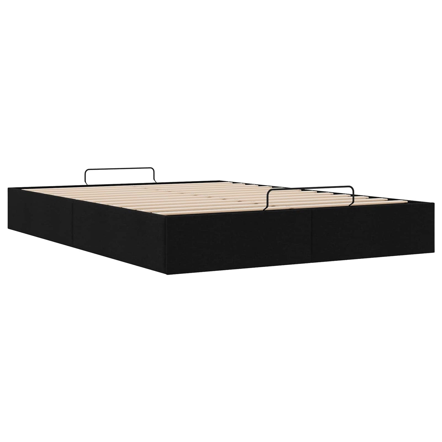 Ottoman Bed Frame Black Queen Size Fabric