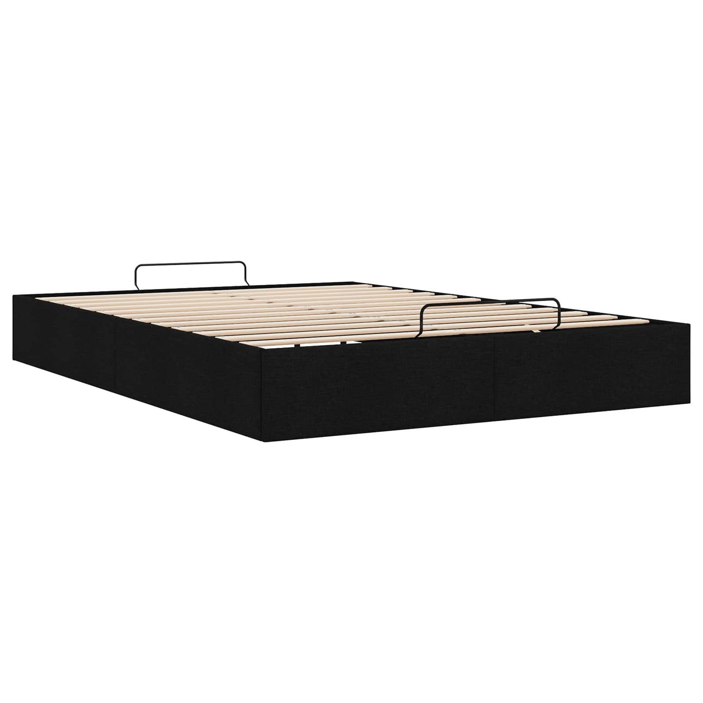 Ottoman Bed Frame Black Queen Size Fabric