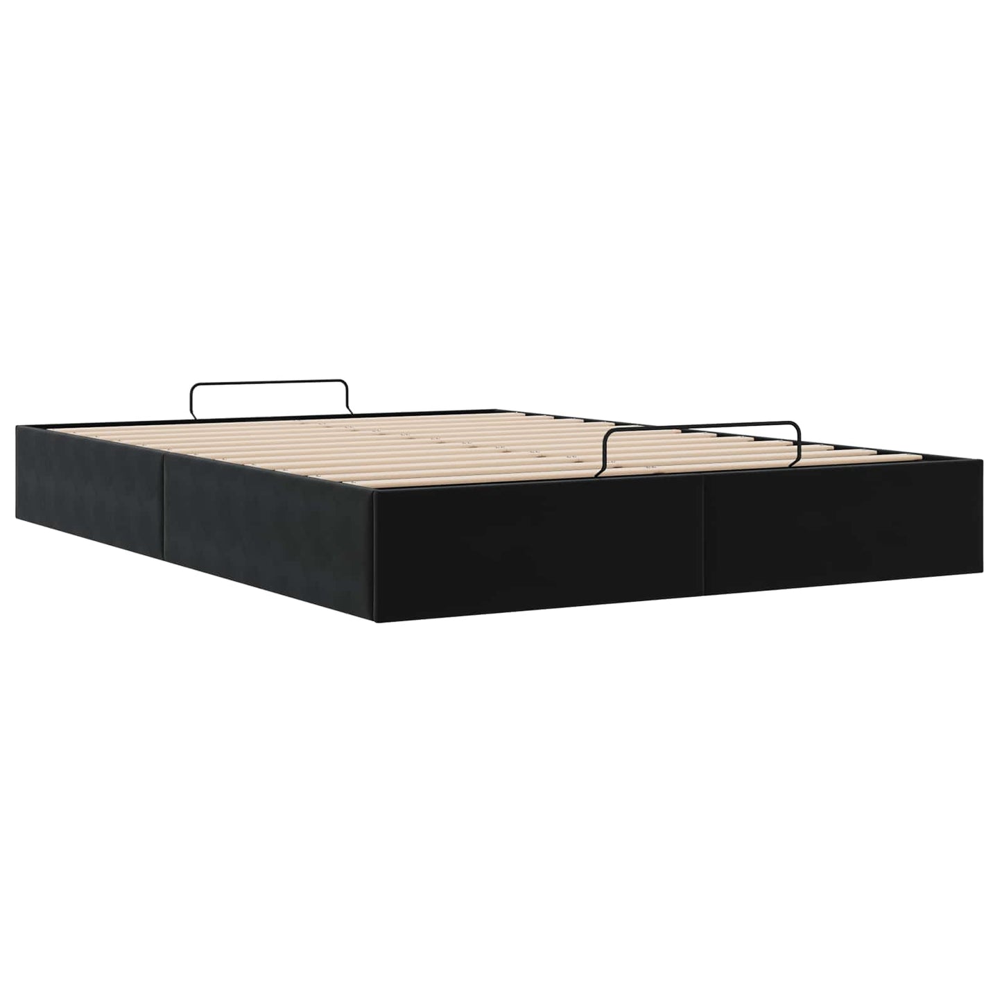 Ottoman Bed Frame Black Queen Size Velvet