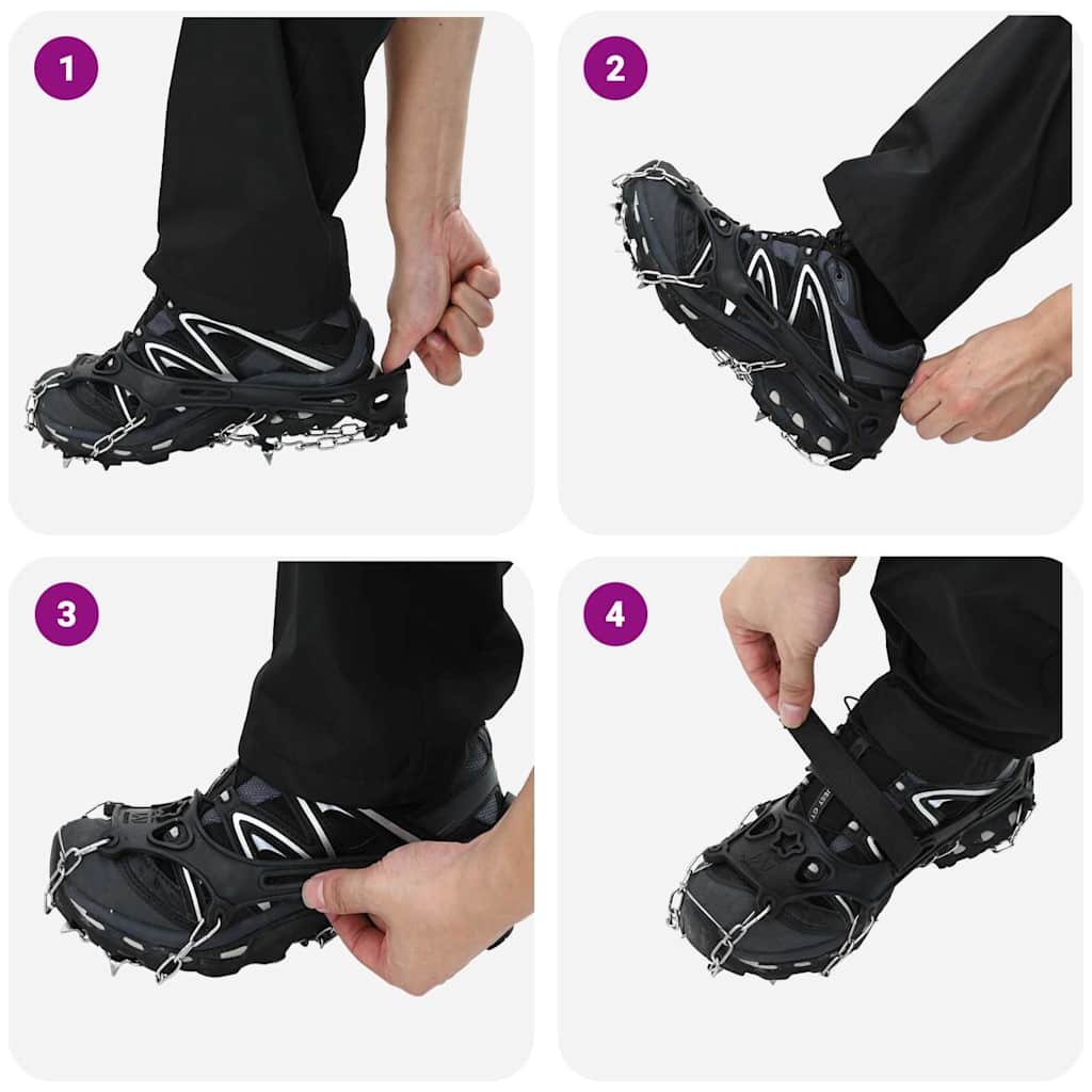 Ice Cleats for Shoes Black S Stainless Steel