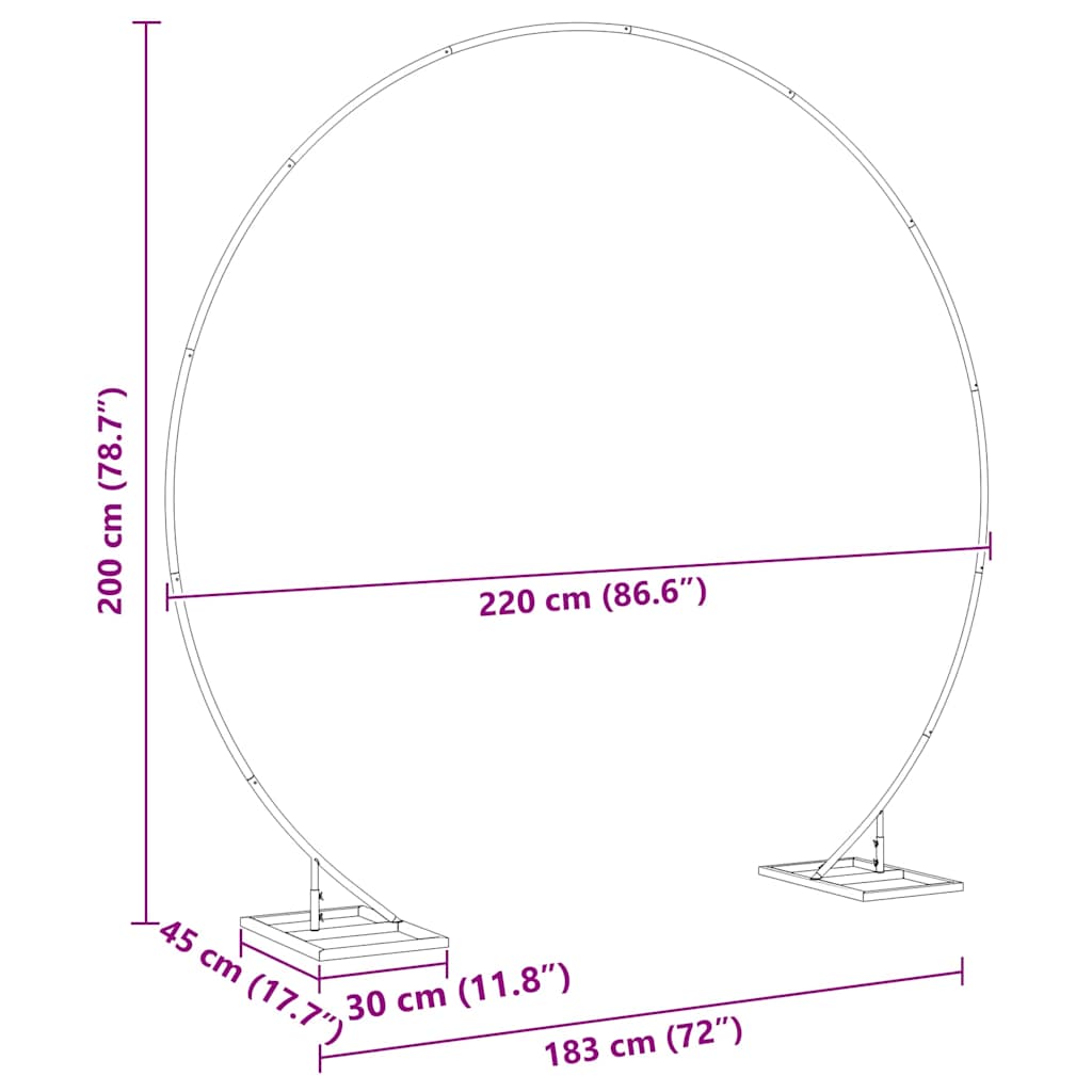 Wedding Arch White 220 x 45 x 200 cm Steel