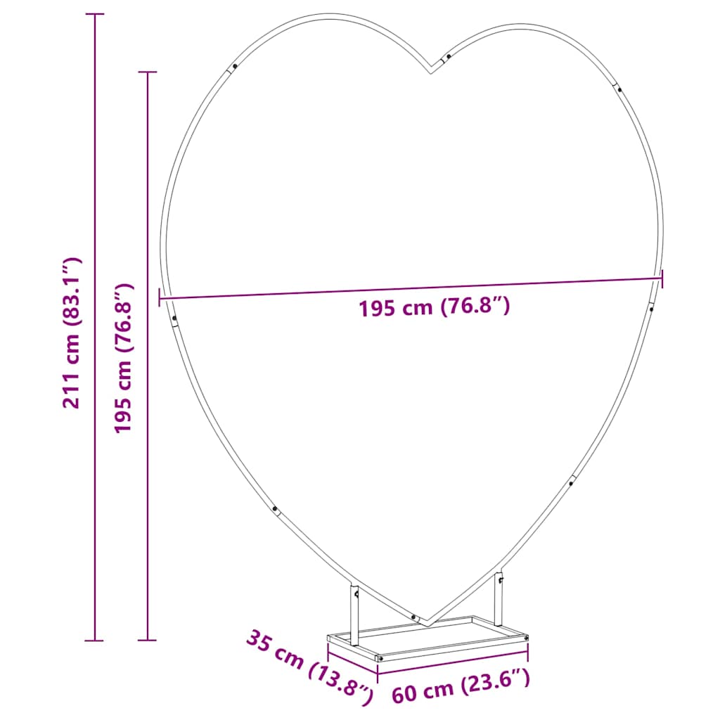 Wedding Arch Gold 195 x 35 x 211 cm Steel