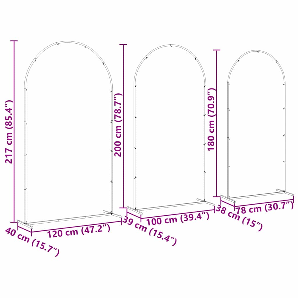 Wedding Arch 3 pcs White Steel
