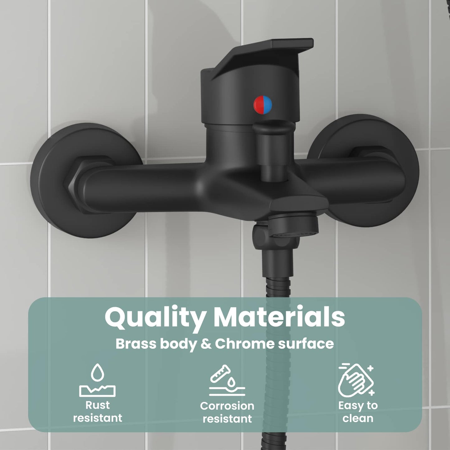 Shower Mixer Tap Black G 1 / 2 inches