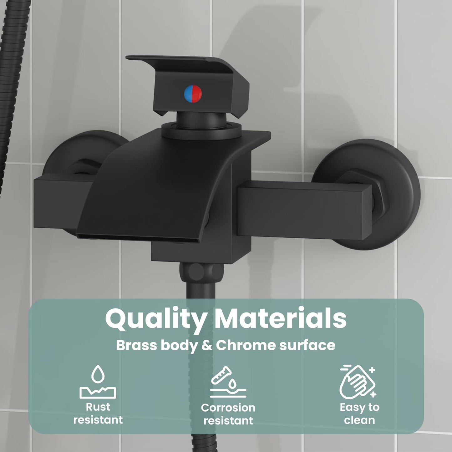 Shower Mixer Tap Black G 1 / 2 inches