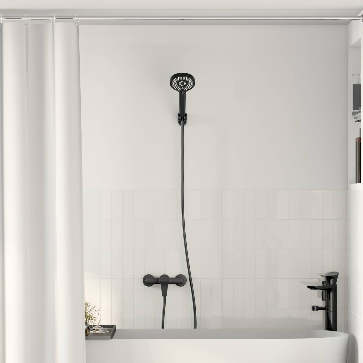 Shower Head Set Black G 1 / 2 inches Brass
