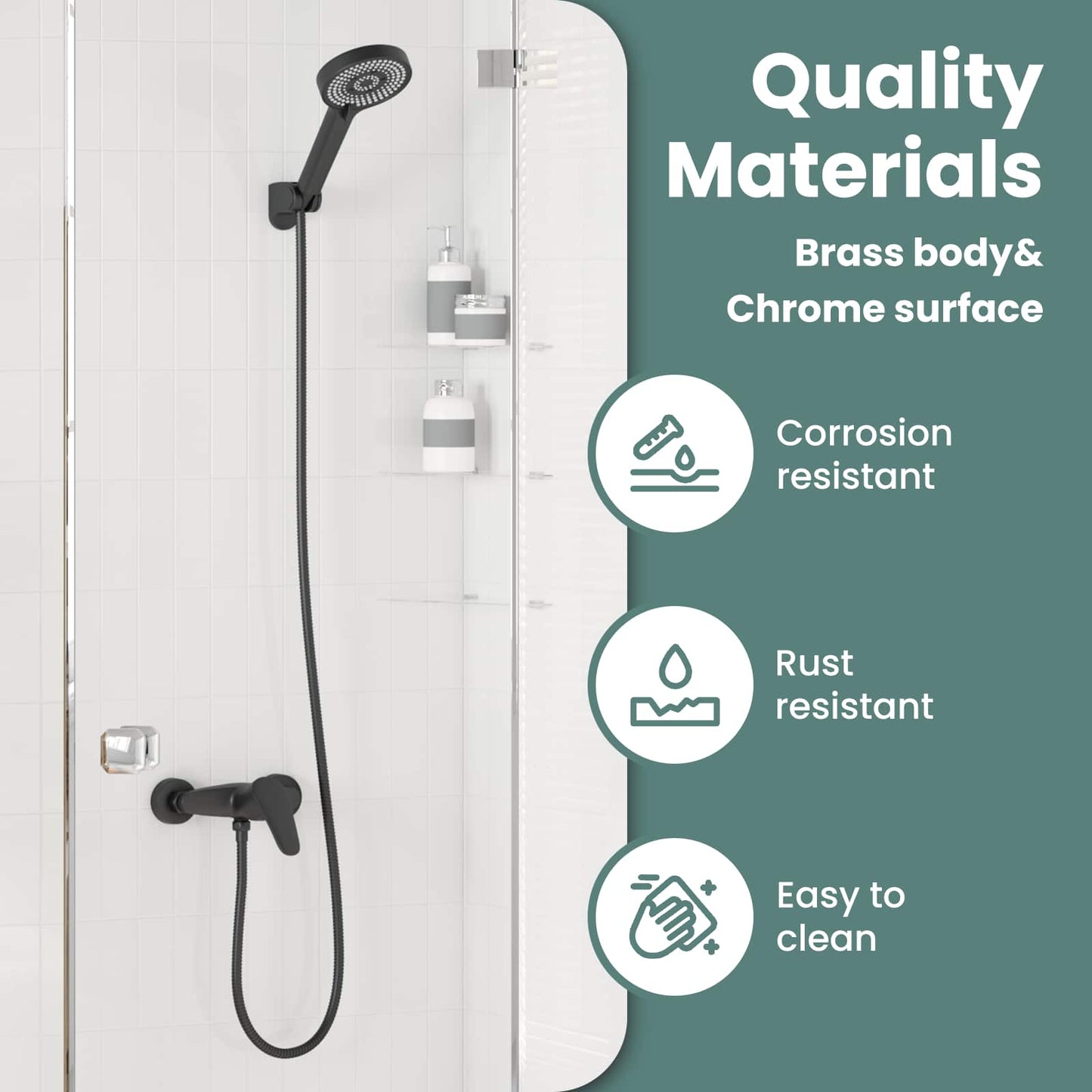 Shower Head Set Black G 1 / 2 inches