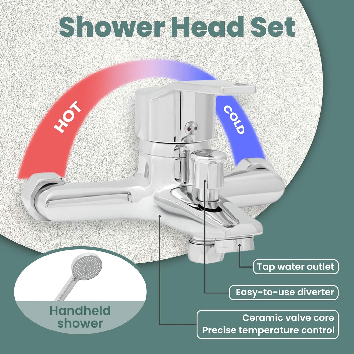 Shower Head Set Chrome G 1 / 2 inches
