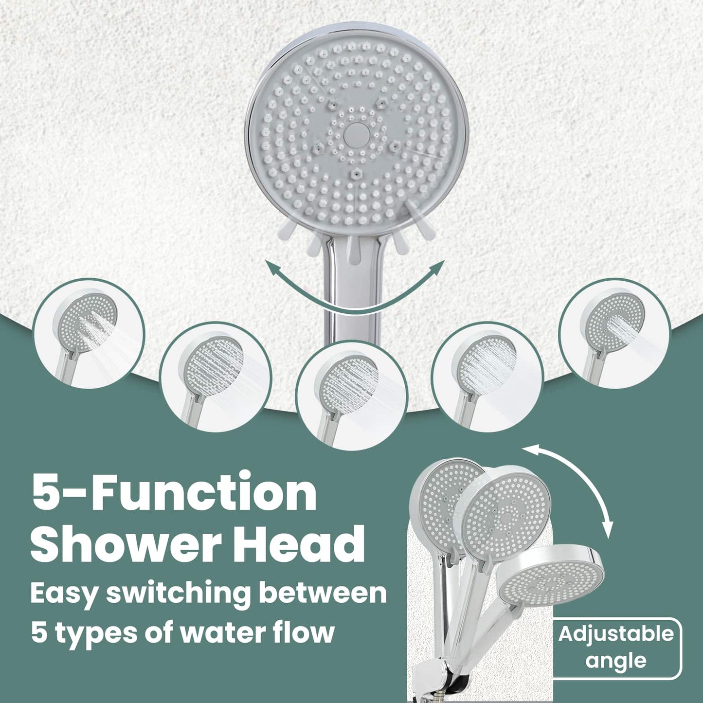 Shower Head Set Chrome G 1 / 2 inches