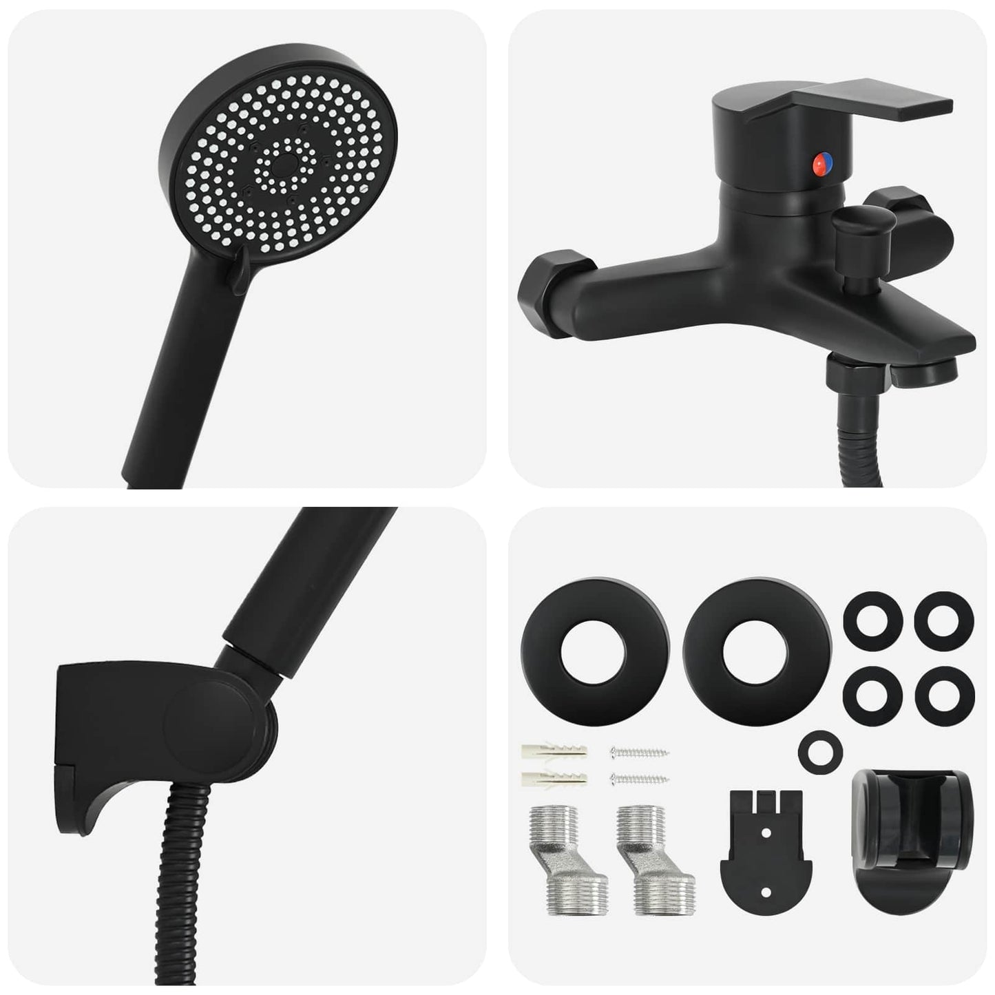 Shower Head Set Black G 1 / 2 inches