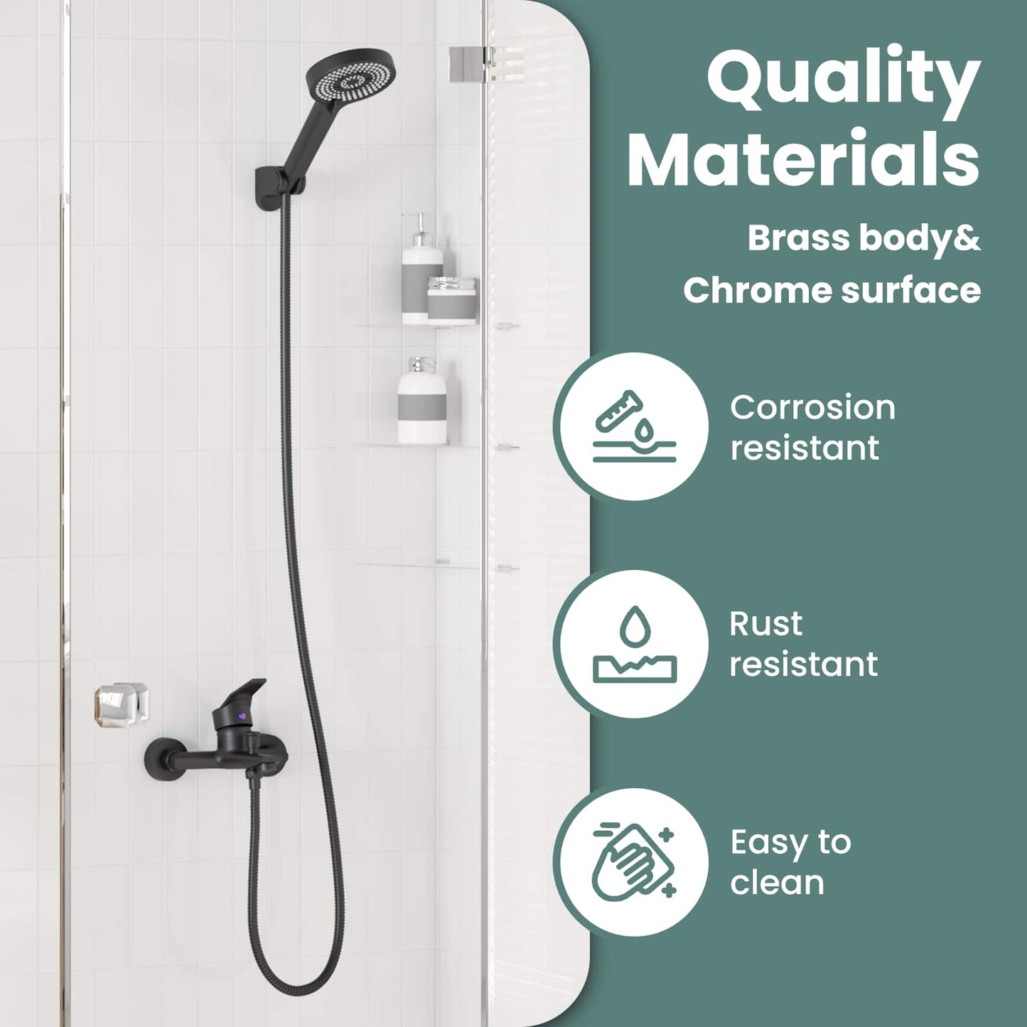 Shower Head Set Black G 1 / 2 inches
