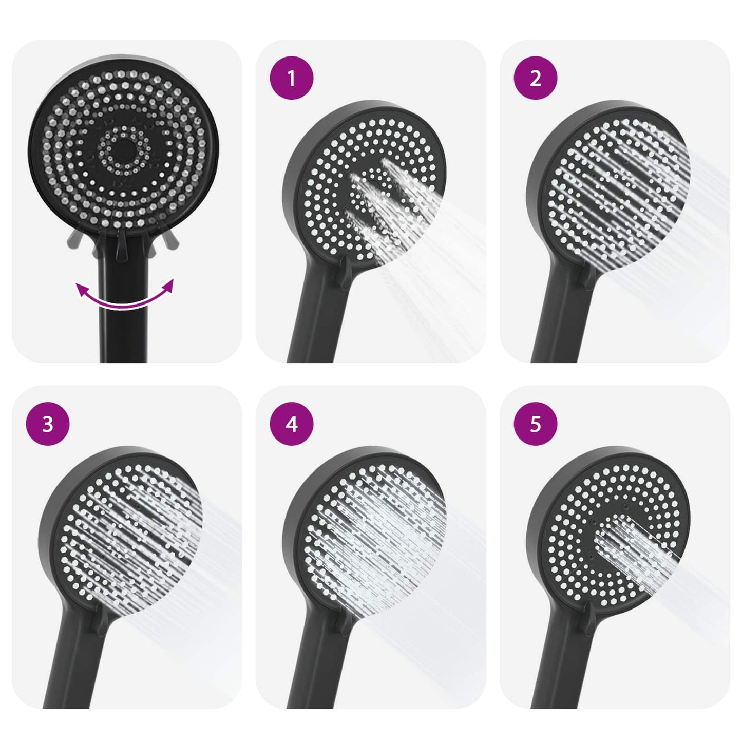 Shower Head Set Black G 1 / 2 inches