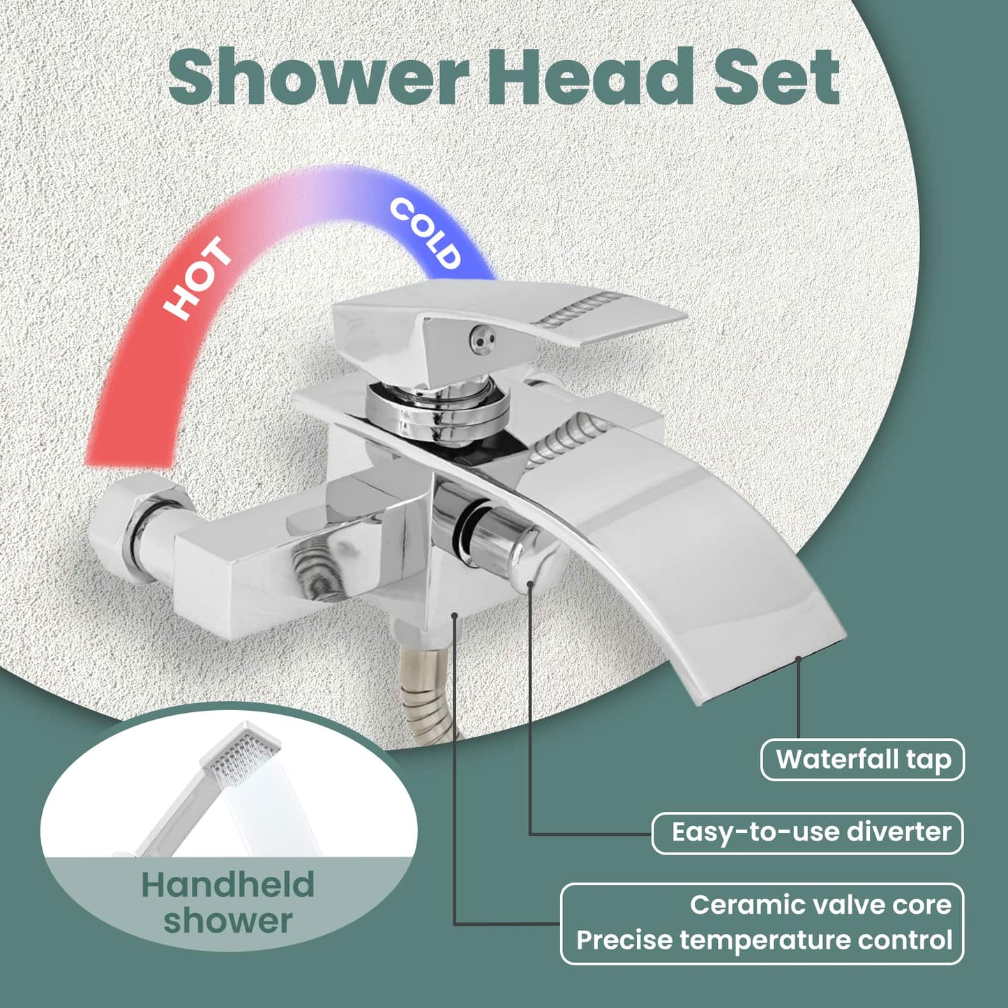 Shower Head Set Chrome G 1 / 2 inches