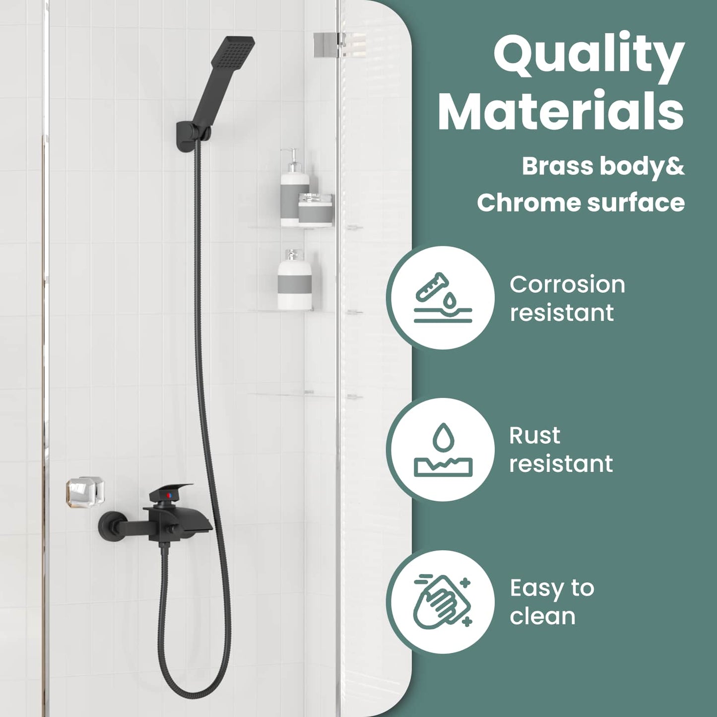 Shower Head Set Black G 1 / 2 inches