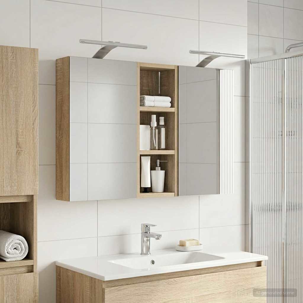 Bathroom Cabinet Set 3 pcs 80 x 10.5 x 50 cm Engineered wood
