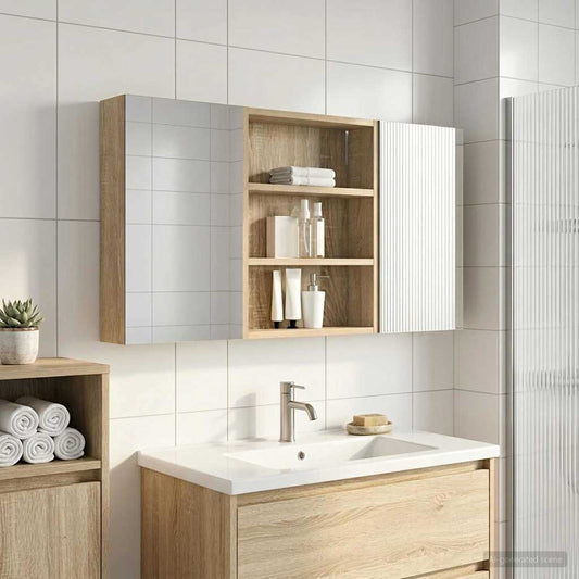 Bathroom Cabinet Set 3 pcs 100 x 10.5 x 50 cm Engineered wood