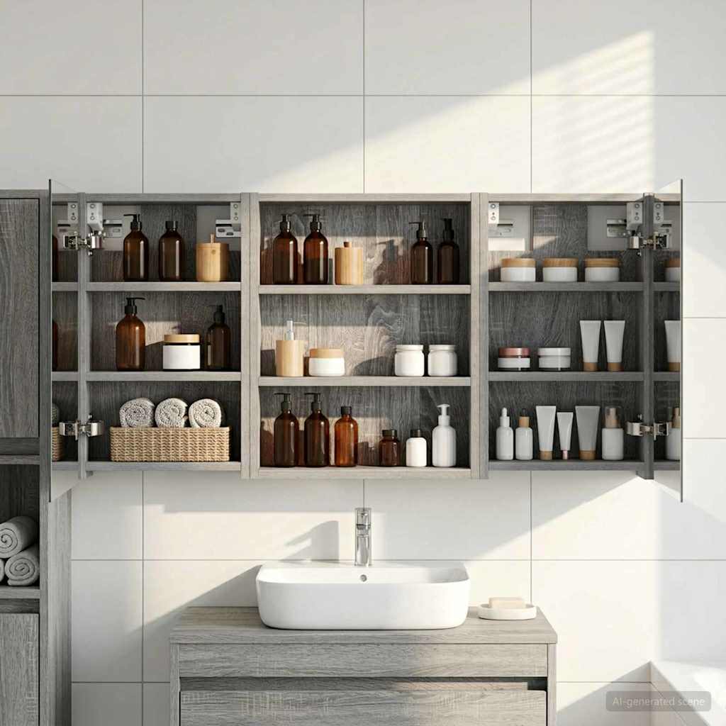 Bathroom Cabinet Set 3 pcs 100 x 10.5 x 50 cm Engineered wood