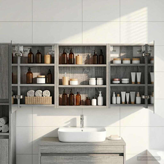 Bathroom Cabinet Set 3 pcs 100 x 10.5 x 50 cm Engineered wood