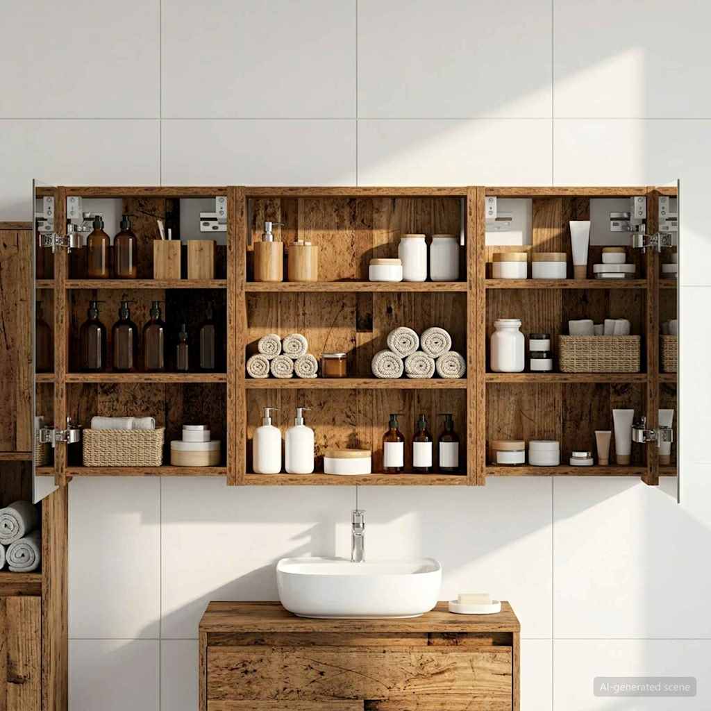 Bathroom Cabinet Set 3 pcs 100 x 10.5 x 50 cm Engineered wood