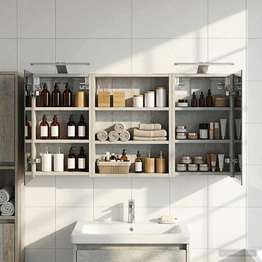 Bathroom Cabinet Set 3 pcs 100 x 10.5 x 50 cm Engineered wood