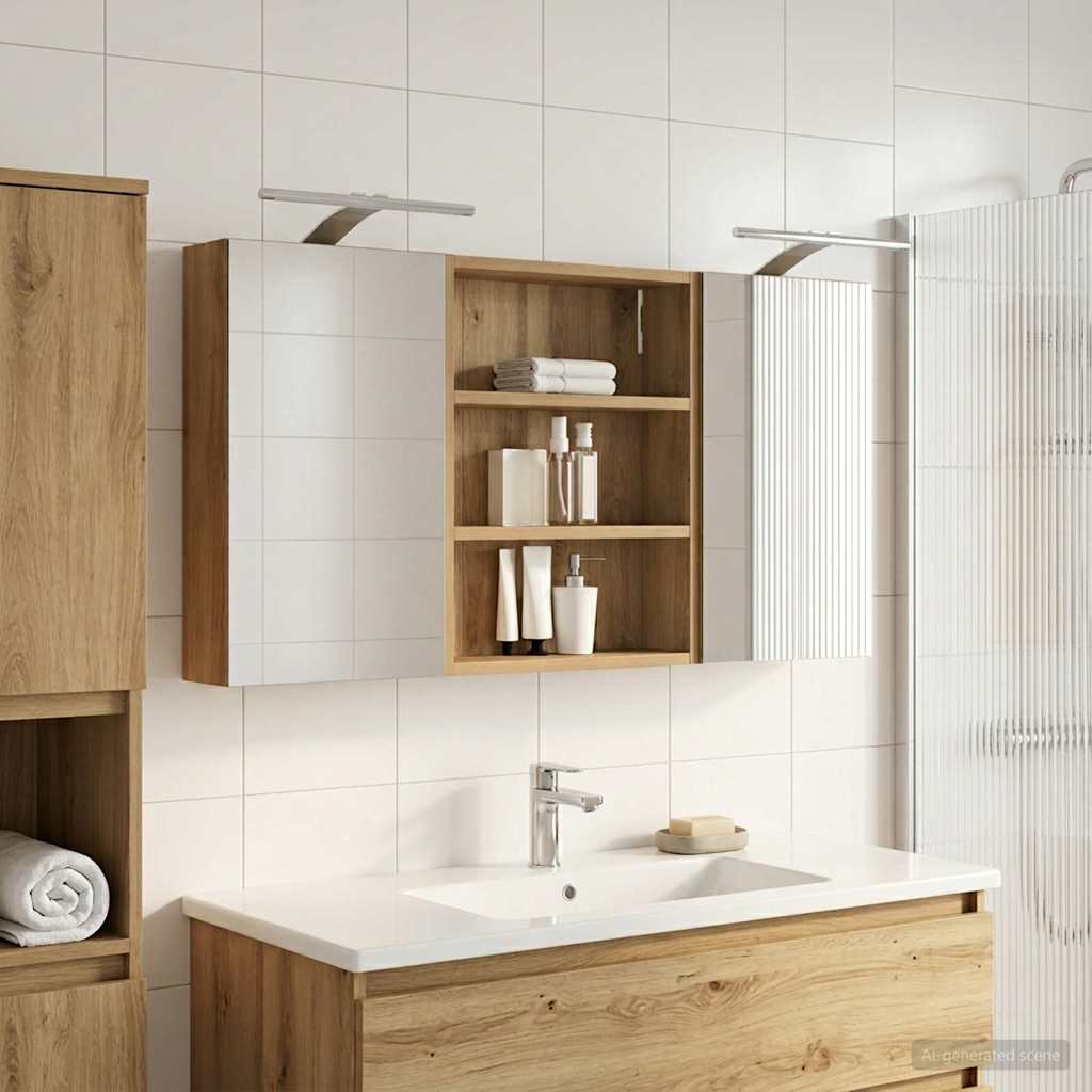 Bathroom Cabinet Set 3 pcs 100 x 10.5 x 50 cm Engineered wood