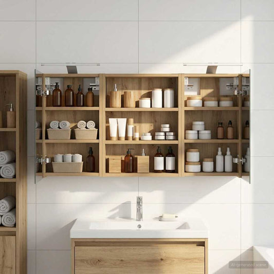 Bathroom Cabinet Set 3 pcs 100 x 10.5 x 50 cm Engineered wood
