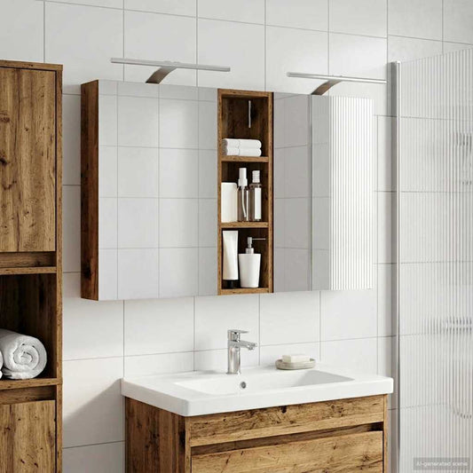 Bathroom Cabinet Set 3 pcs 100 x 10.5 x 60.5 cm Engineered wood