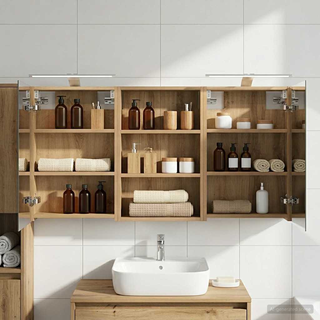 Bathroom Cabinet Set 3 pcs 120 x 10.5 x 60.5 cm Engineered wood