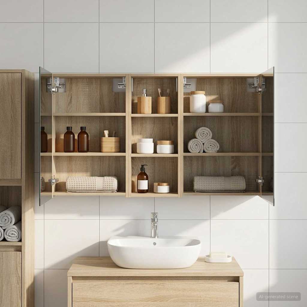 Bathroom Cabinet Set 3 pcs 130 x 14.5 x 70 cm Engineered wood