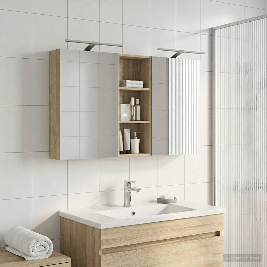 Bathroom Cabinet Set 3 pcs 130 x 14.5 x 70 cm Engineered wood