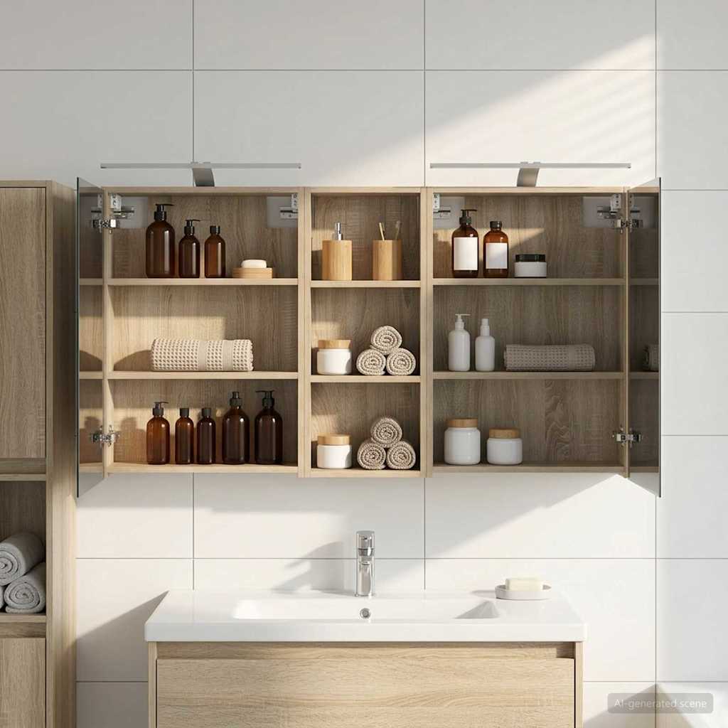 Bathroom Cabinet Set 3 pcs 130 x 14.5 x 70 cm Engineered wood