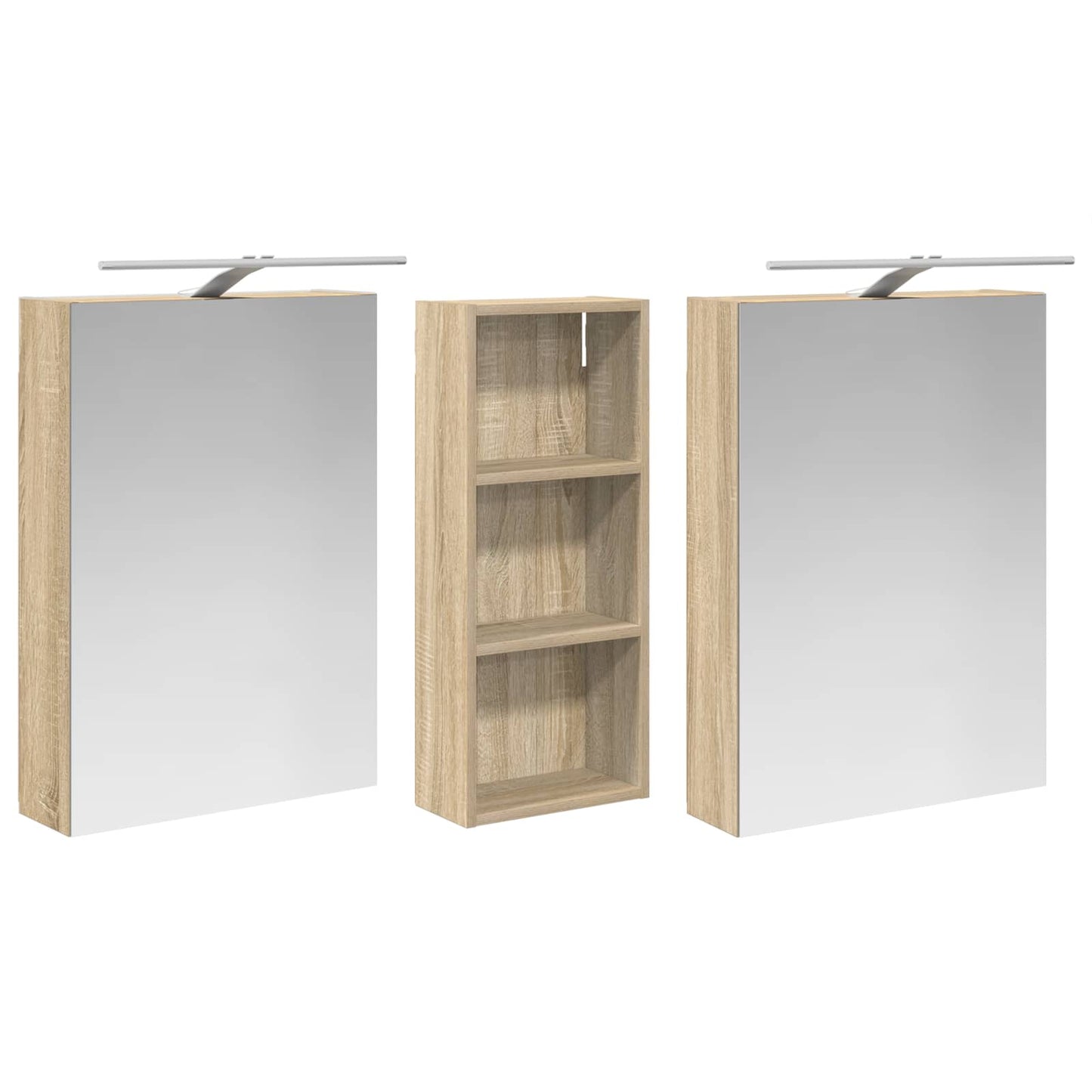 Bathroom Cabinet Set 3 pcs 130 x 14.5 x 70 cm Engineered wood