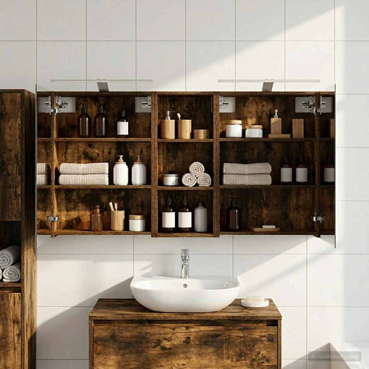 Bathroom Cabinet Set 3 pcs 130 x 14.5 x 70 cm Engineered wood