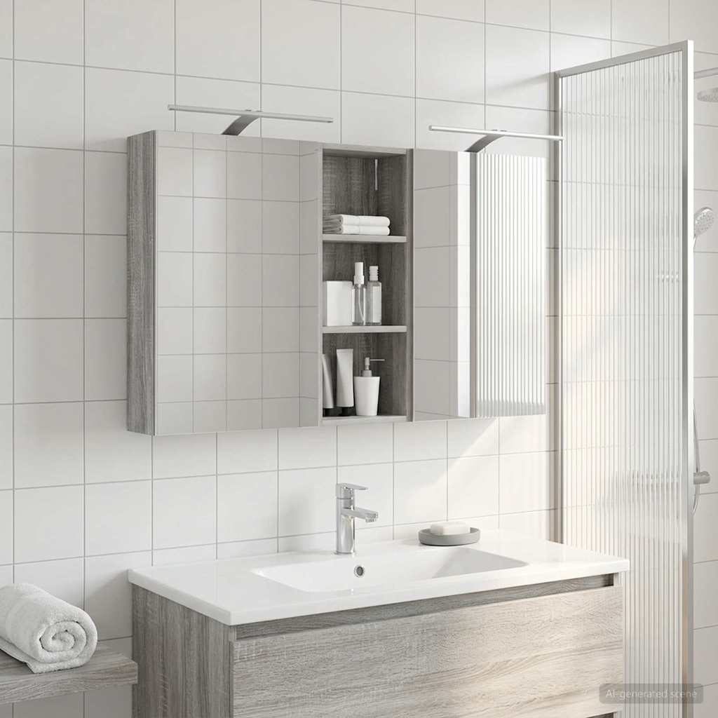 Bathroom Cabinet Set 3 pcs 130 x 14.5 x 70 cm Engineered wood
