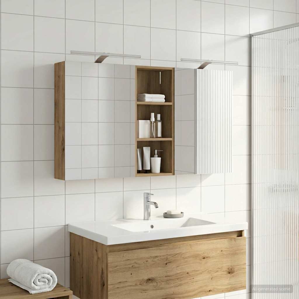 Bathroom Cabinet Set 3 pcs 130 x 14.5 x 70 cm Engineered wood