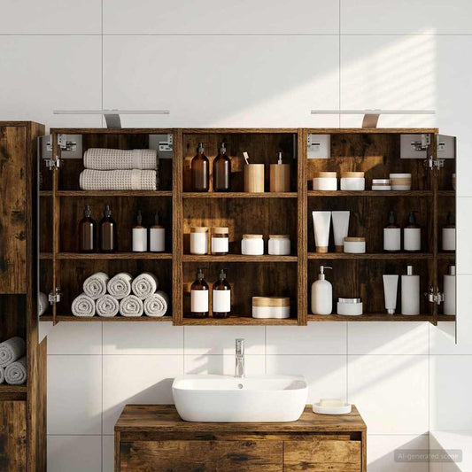 Bathroom Cabinet Set 3 pcs 126 x 16 x 62.5 cm Engineered wood